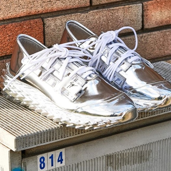 giuseppe zanotti BNIB metallic silver lowtops - Picture 14 of 16